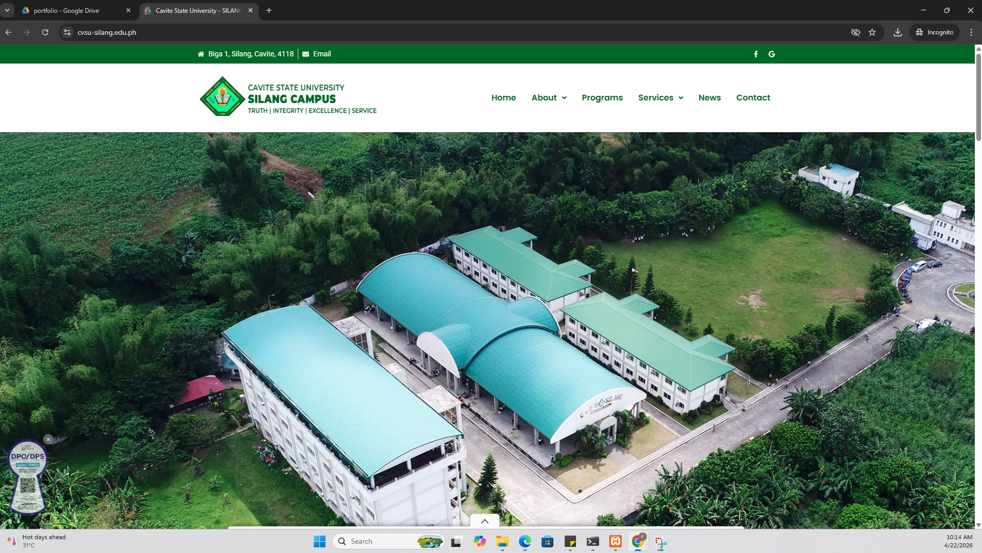 Cavite State University Silang Campus Website Preview