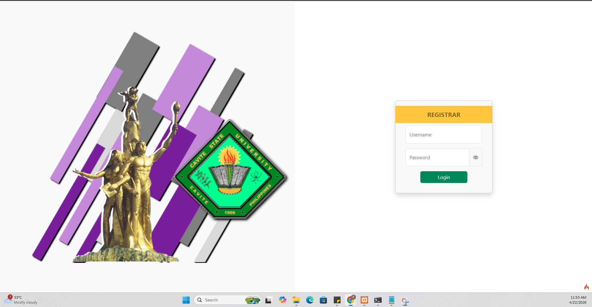 CVSU CSC Enrollment System Desktop Preview