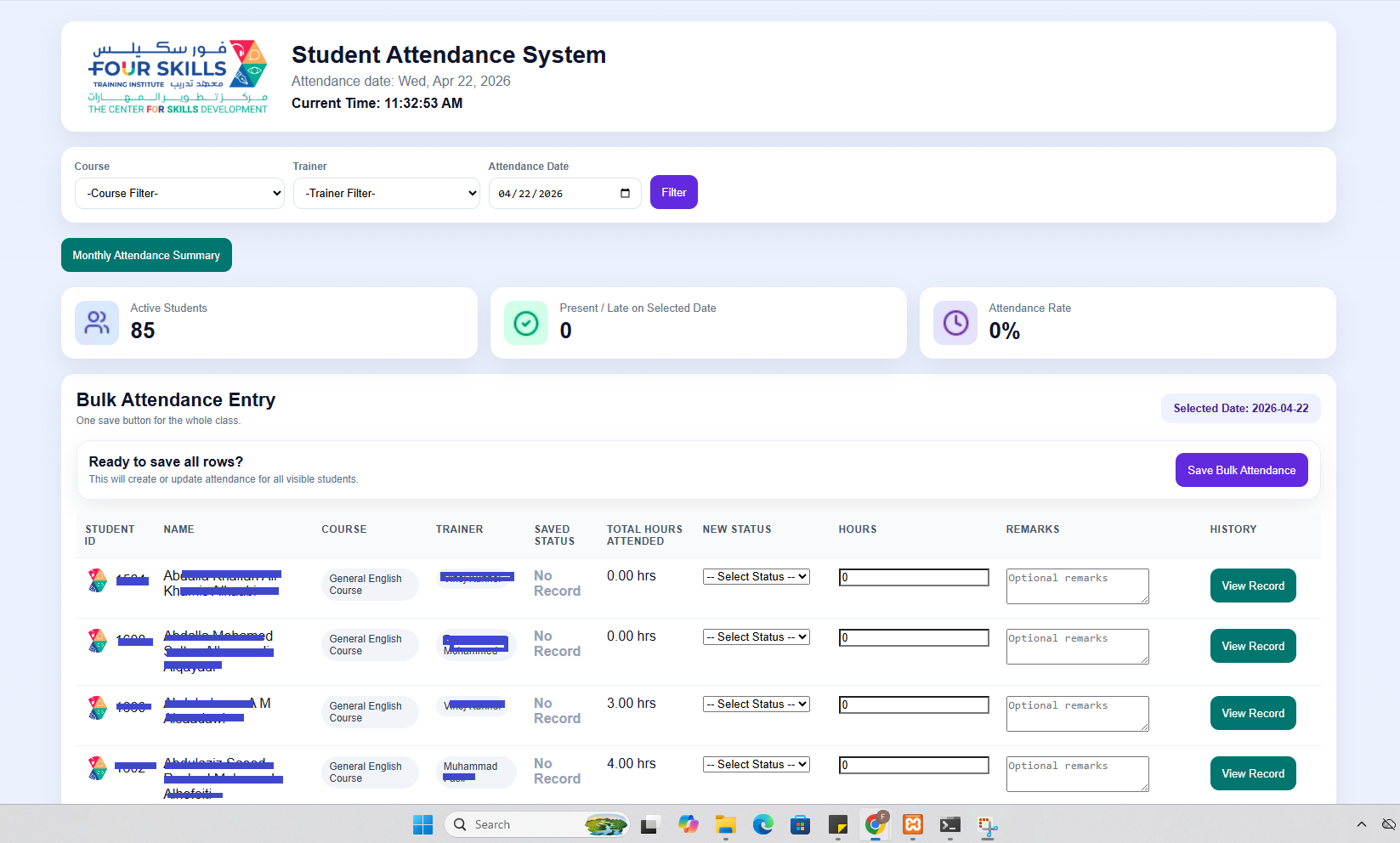 Four Skills Attendance System Preview
