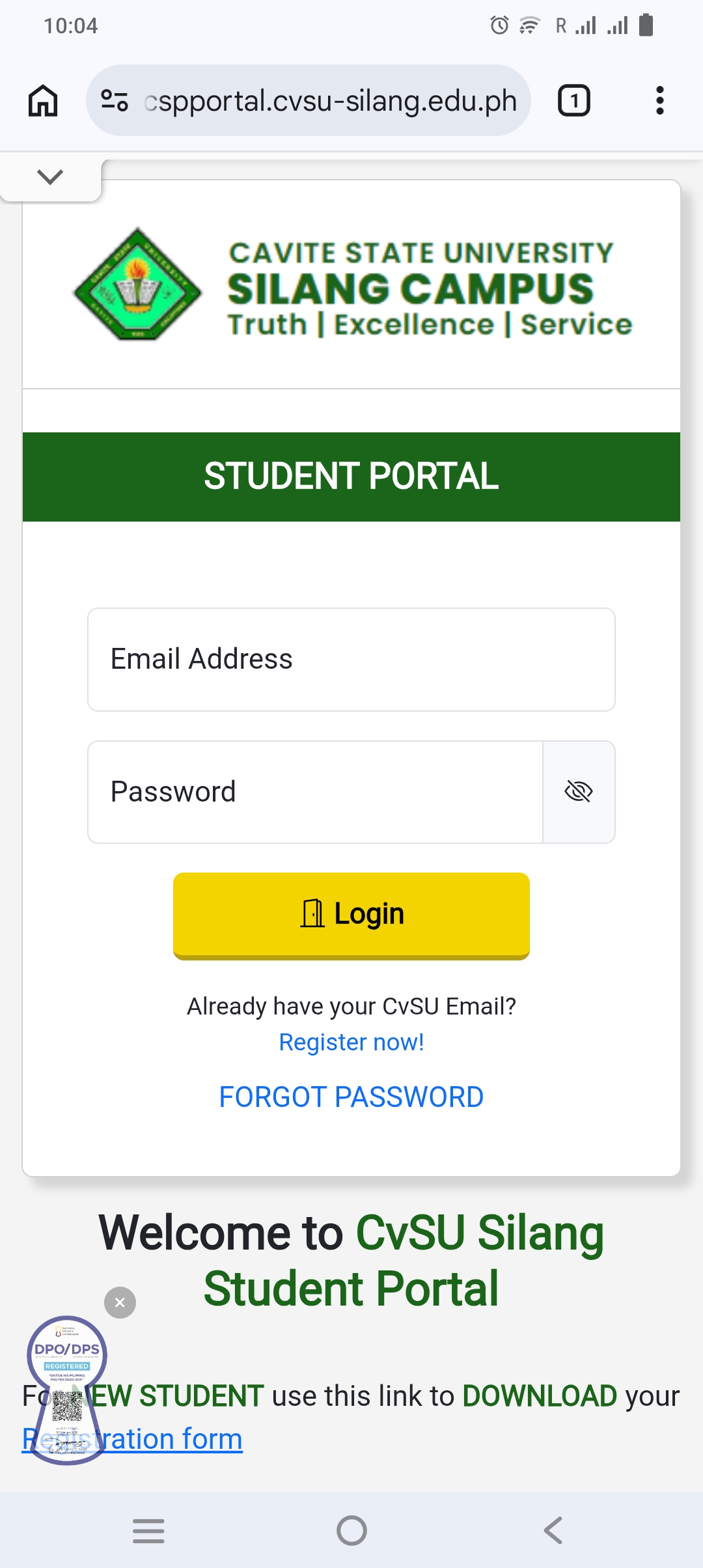 CVSU CSC Student Portal Mobile Preview