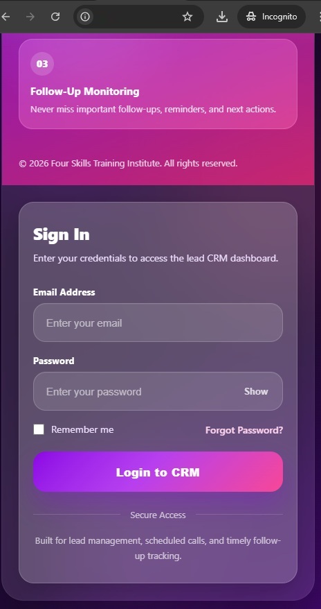Four Skills CRM Mobile Preview