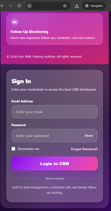 Four Skills CRM Mobile Preview